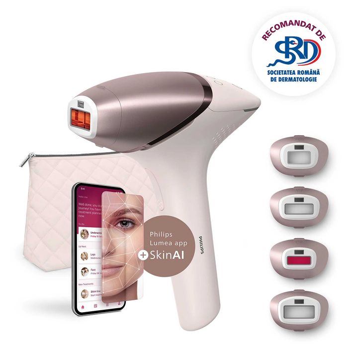 CA NOU: Epilator IPL Philips Lumea Seria 9900 BRI977/00 cu aplicatie SkinAI