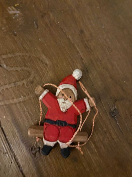 Figurine lemn sculptate manual vechi pentru brad Craciun set 4 buc