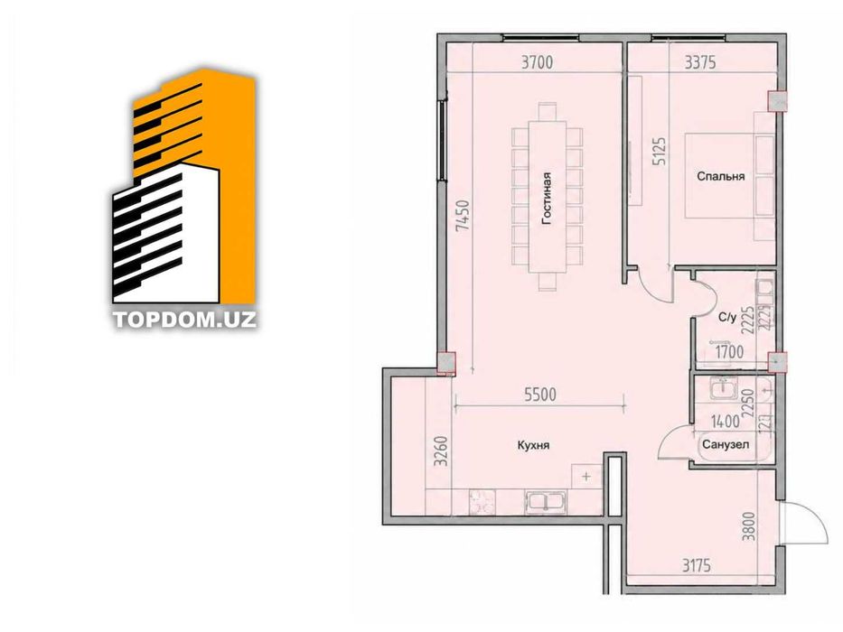 2-комнатная квартира 74 м² в ЖК Mavera Town, Яккасарай