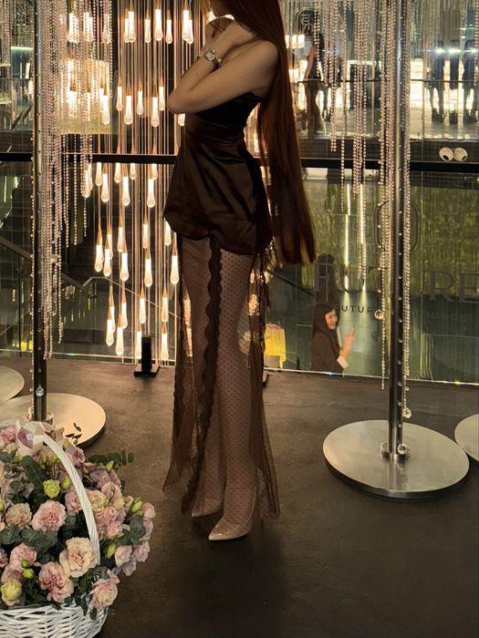 Платье вечернее короткое ,коричневое