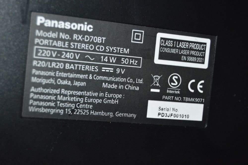 Sistem Audio Portabil Panasonic RX-D70BT – Bluetooth, CD, DAB+, FM, USB