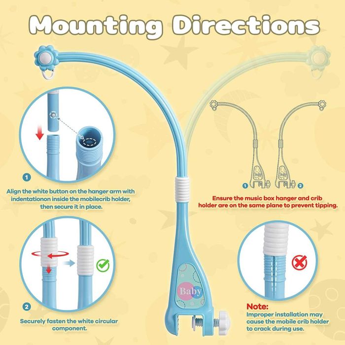 Бебешка музикална въртележка за кошара с прожектор,светлини и дистанц.