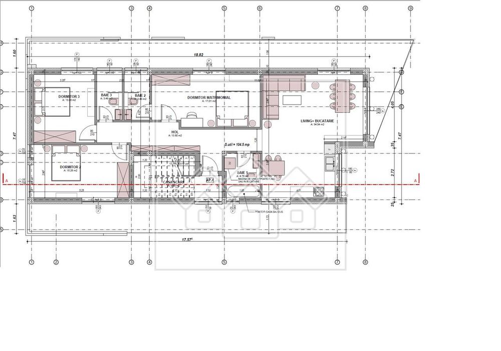Ap cu 4 camere, 105 mp utili, 3 bai, la cheie, confort lux