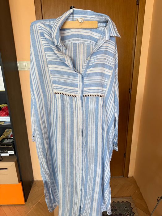 Кафтан( дълга рокля тип туника) 100% лен Lemem&H&M, размер M/L/XL