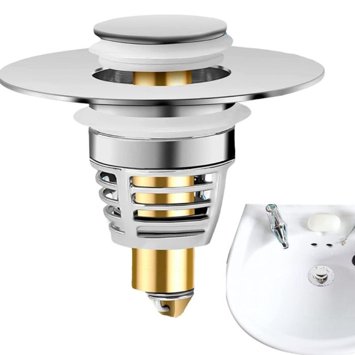 Тапа за мивка с филтър против запушване – Неръждаема стомана и месинг