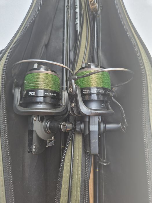 2 lansete feeder 3.90 complet echipate