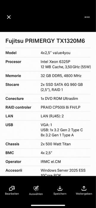 NOU!SIGILAT! Server Fujitsu PRIMERGY TX1320M6-config. profesionala