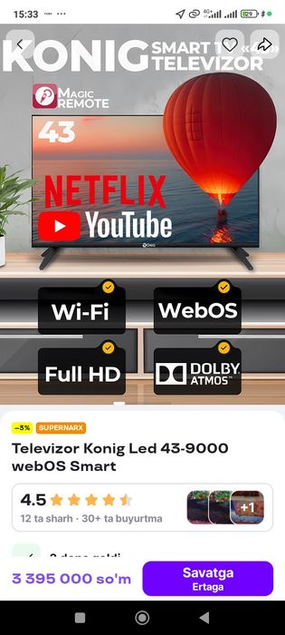 Konig 43 Smart televizori