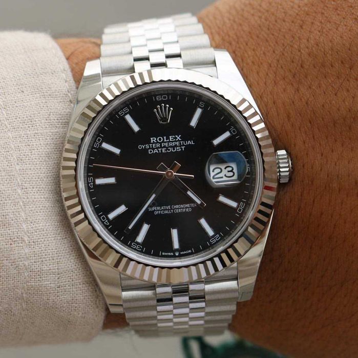 rolex datejust 41mm silver-black