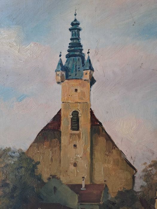 tablou pictura pe pfl semnat Egon Chabert 51/61 cm