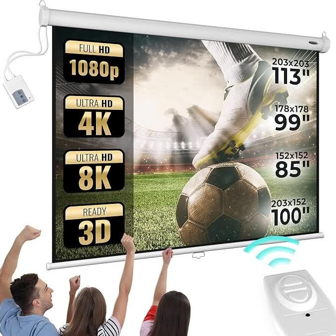 Екран за проектор Jago® - ръчно падащ, прибиращ се, 16:9/4:3/1:1, HD 4