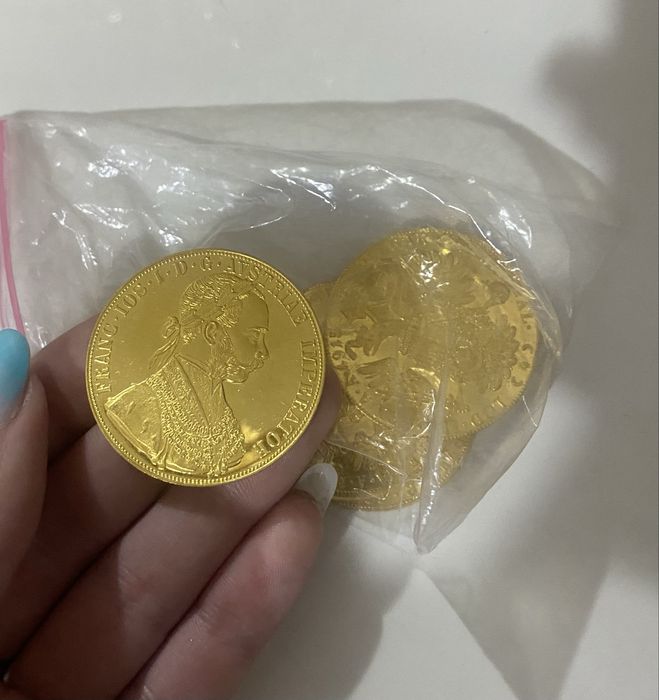 Monede mari mici franc iosif  placate cu aur 24k