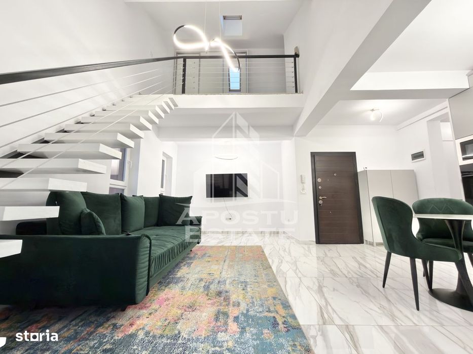 Penthouse cu 3 camere si 2 bai, mobilat si utilat in Giroc la asfalt.