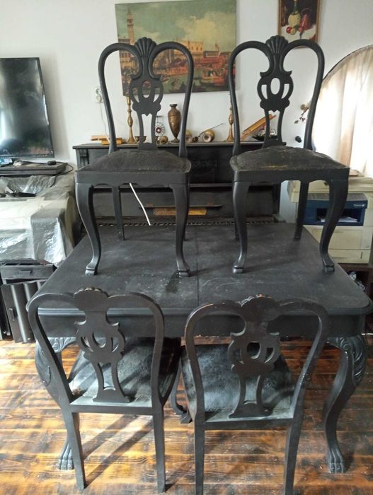 Masa lemn masiv si 4 scaune