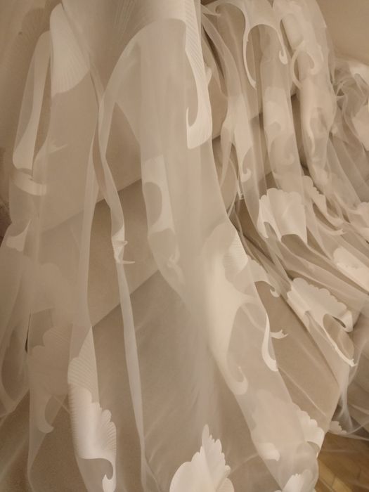 Metraj perdea organza alba imprimata din gama premium