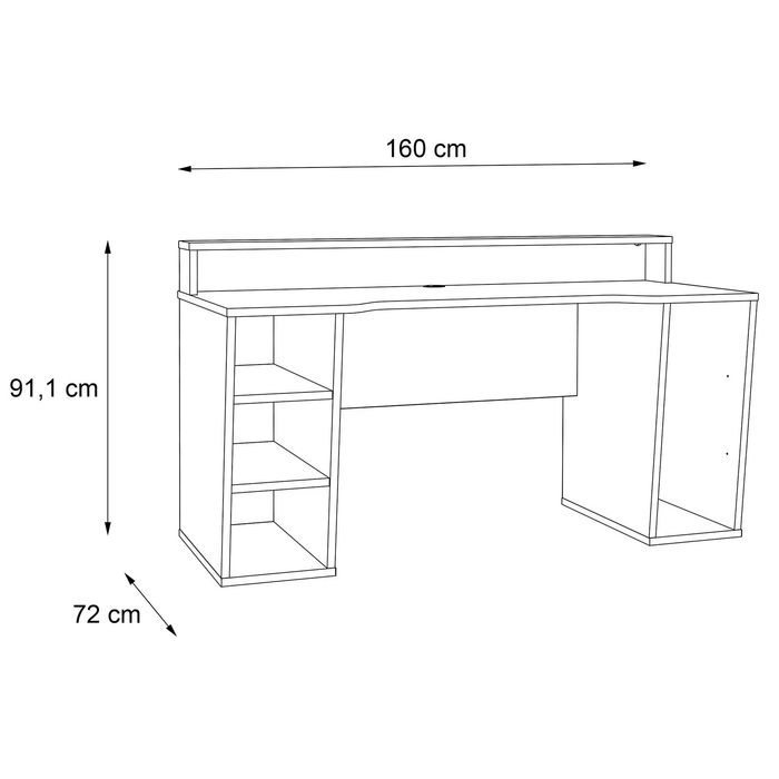 Бюро KringX Juego, 160x91x72 см, Цвят черен, Включва LED