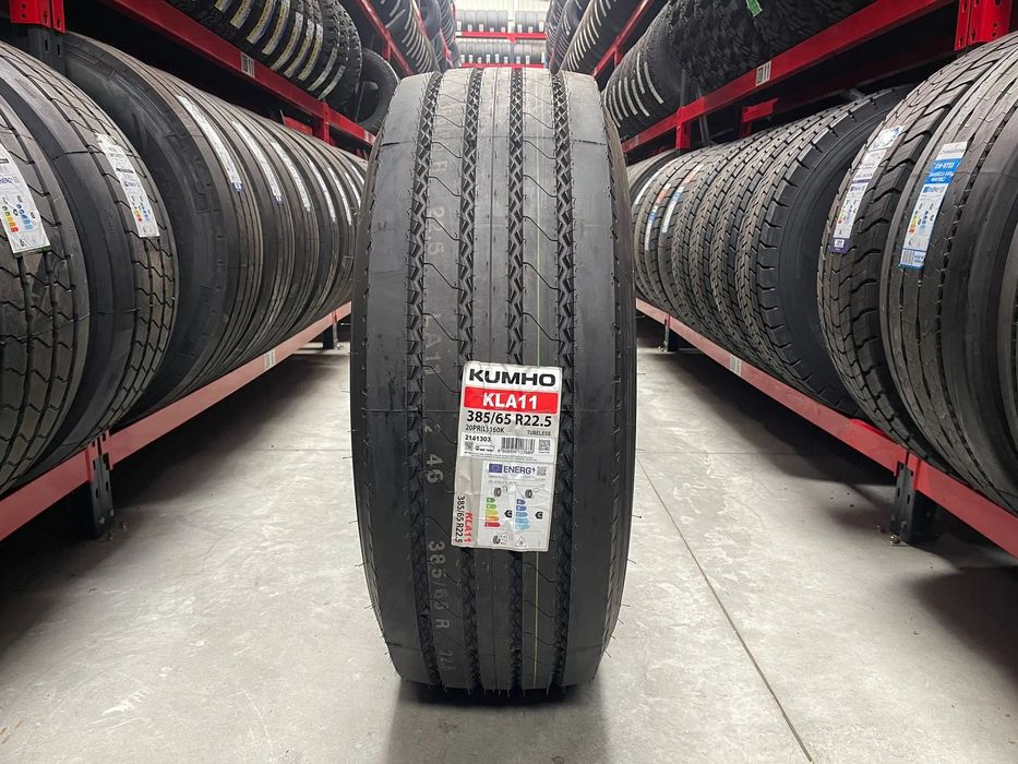 Anvelopa NOUA 385/65R22.5 Kumho KLA11, M+S*, Hybrid, Directie/Remorca, 160K C/C/70dB(A)
