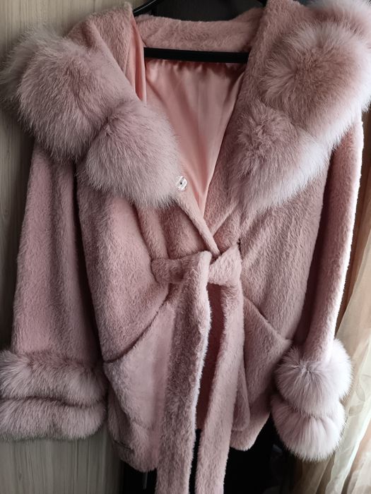 Палто алпака с лисица естествен косъм