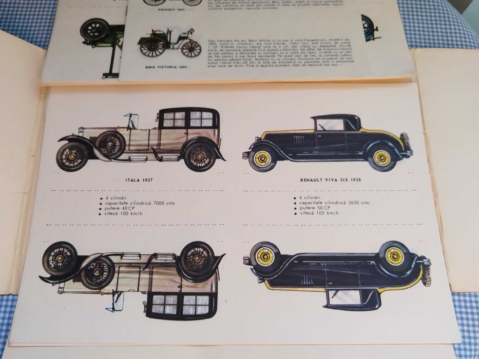 Automobilul ieri,Carte joc de decupat și asamblat,vechi JECO, comunism