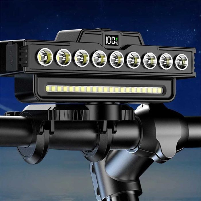Ултра ярка 9 LED + 21 SMD светлина за велосипед, Фар, Клаксон, Батерия
