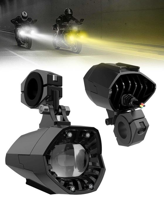 Set Proiectoare Moto SUPAREE - Kit Complet Cablaj + Buton - NOI