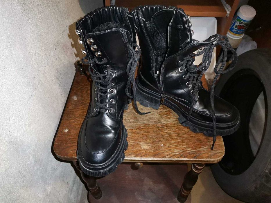 Дамски - детски  кожени зимни боти кубинки 36 номер