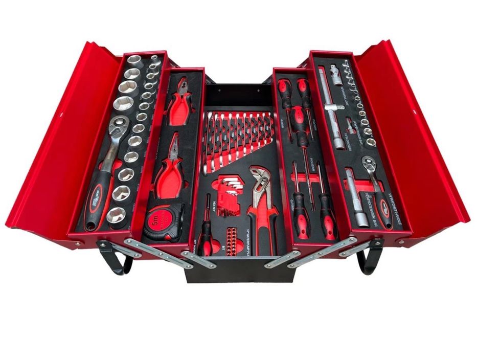 Червен Куфар с инструменти KraftWelle 85 части