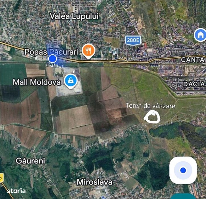 Teren intravilan 500 mp Iași Zona Apărătorii Patriei Șes Bahlui Dacia