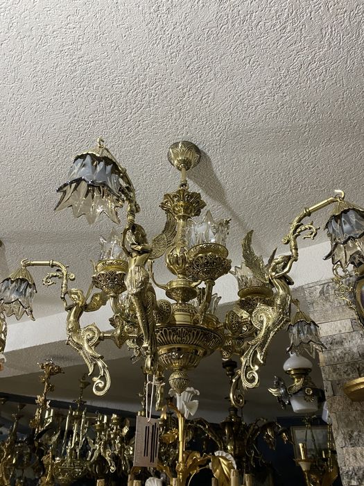 Candelabru bronz masiv 10 becuri