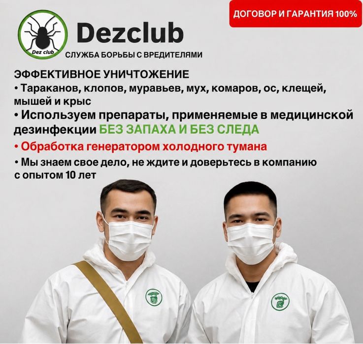 Дезинфекция Шымкент от клопов тараканов муравьев блох крыс и мышей