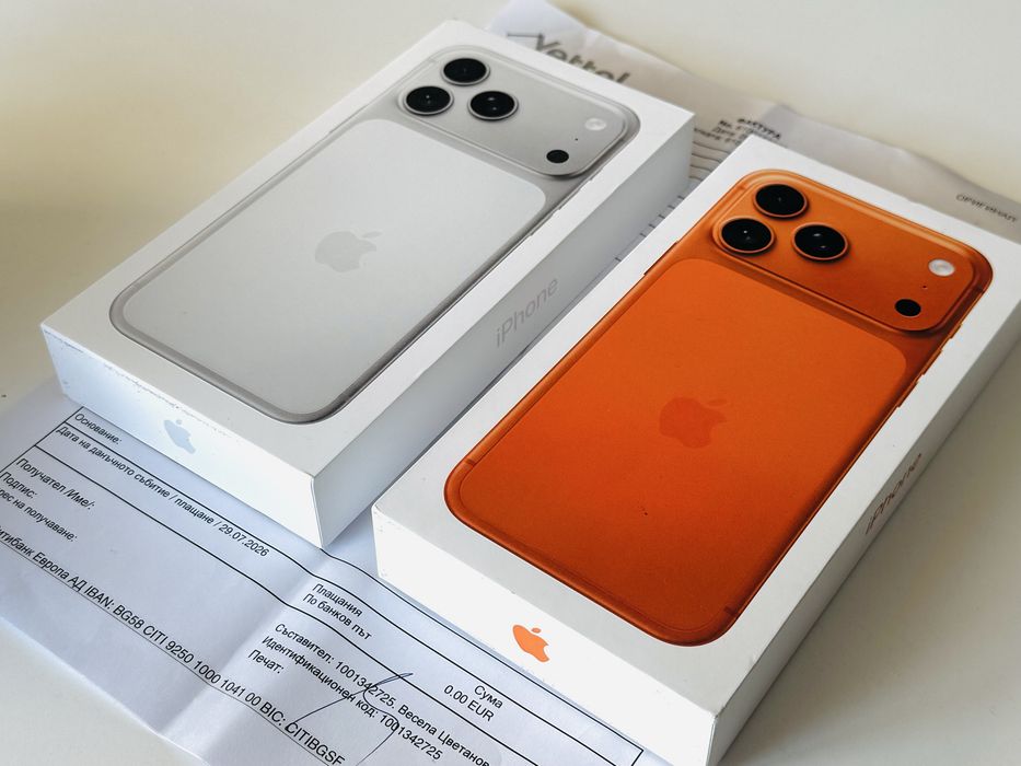 Iphone 17 Pro Max 256GB Orange Silver Blue Гаранция 3 години