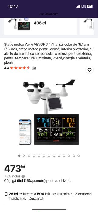 Statie meteo Vevor aproape noua