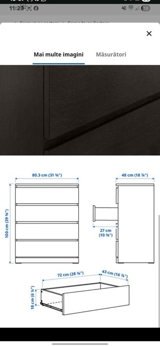 Comoda Ikea MALM 2 bucăți