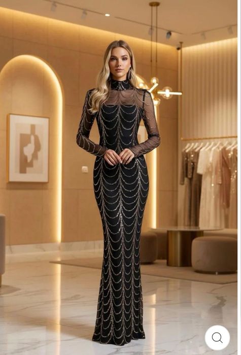 Нова дълга черна рокля с тюл