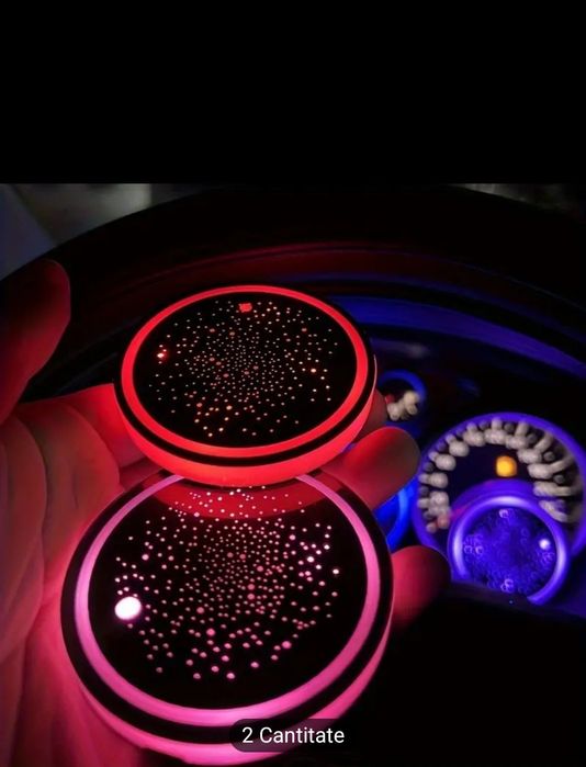 Lumini auto ambientale pentru suportul de pahare