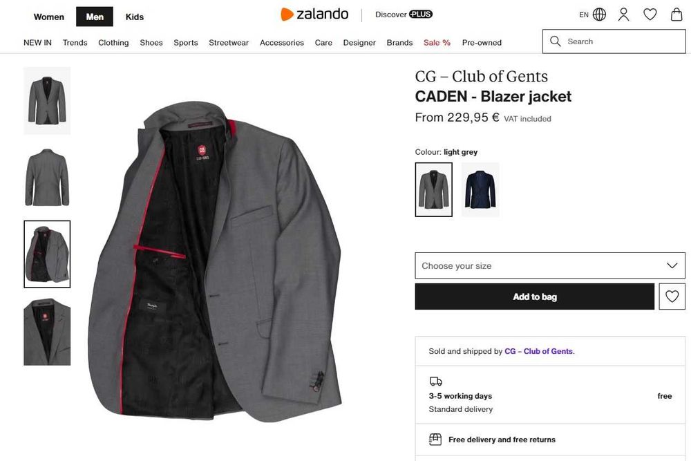 Sacou blazer slim 46 S de lux Club Of Gents NOU lana super 120's gri