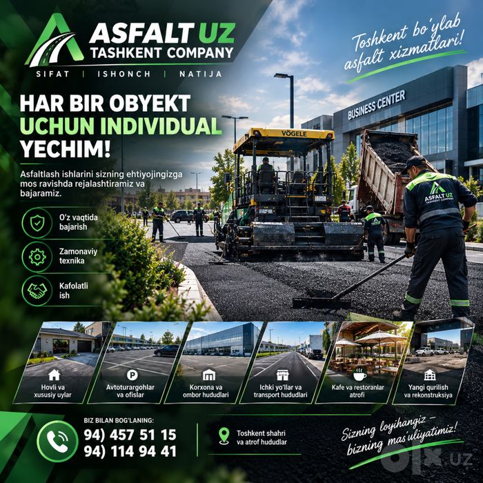 Asfalt xizmati asfaltlash асфальт ARZON NARXDA