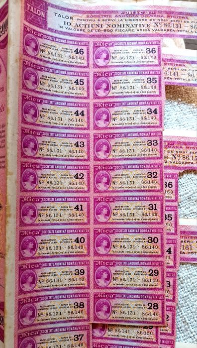 Acțiuni 1930 Societate minieră Mica