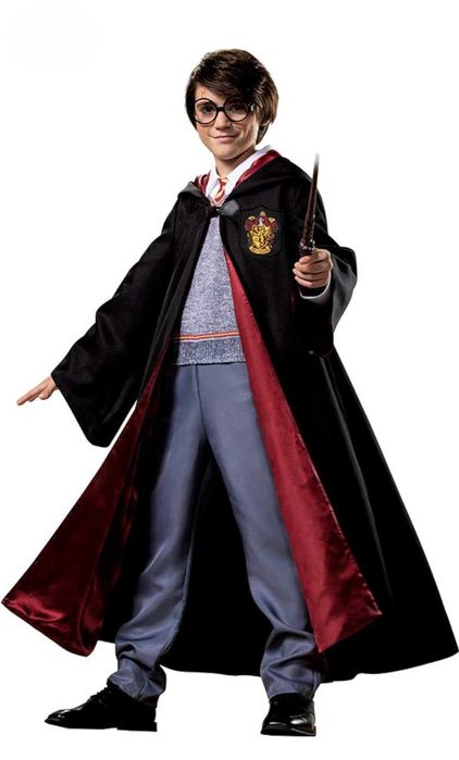 Луксозен Детски Костюм на Хари Потър с магическа пръчка, шал и др.
