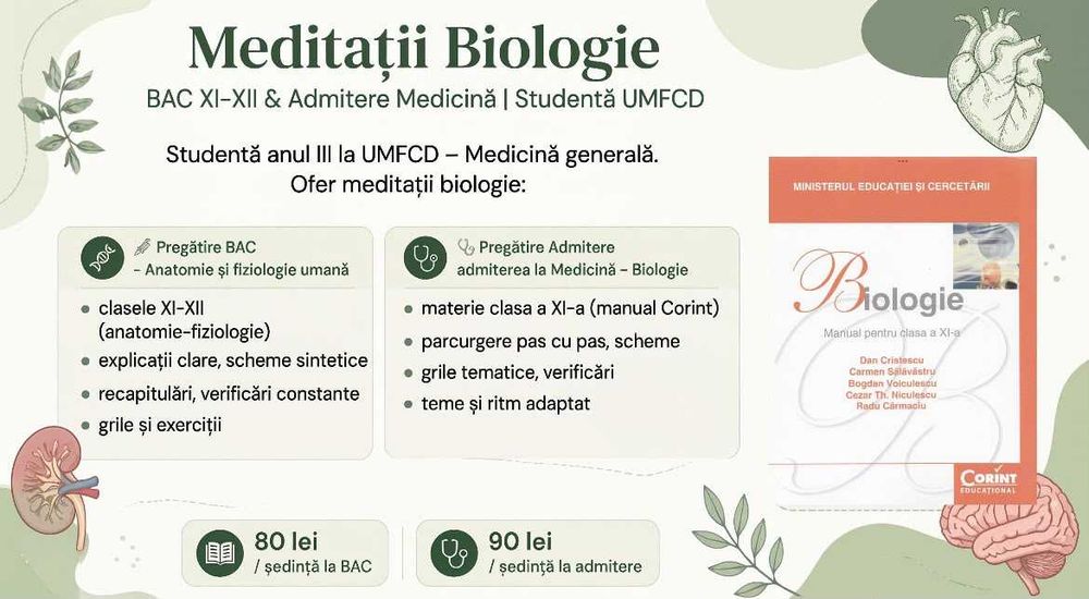 Meditații Biologie – BAC XI-XII & Admitere Medicină (CORINT) cls. XI