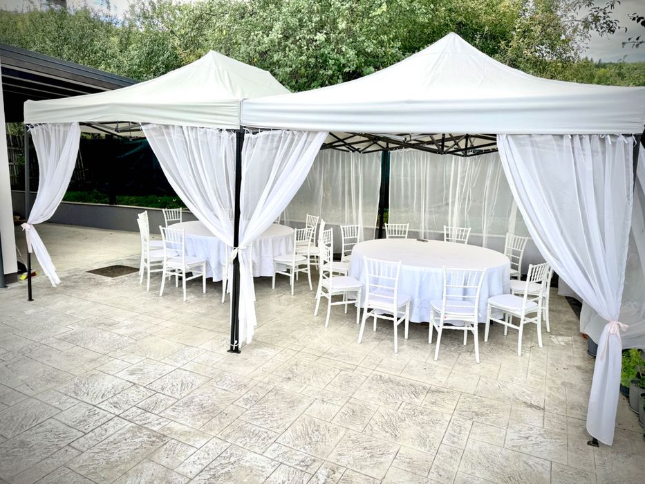 Închiriere Corturi Evenimente Vâlcea - Scaune Chiavari & Mese Rotunde