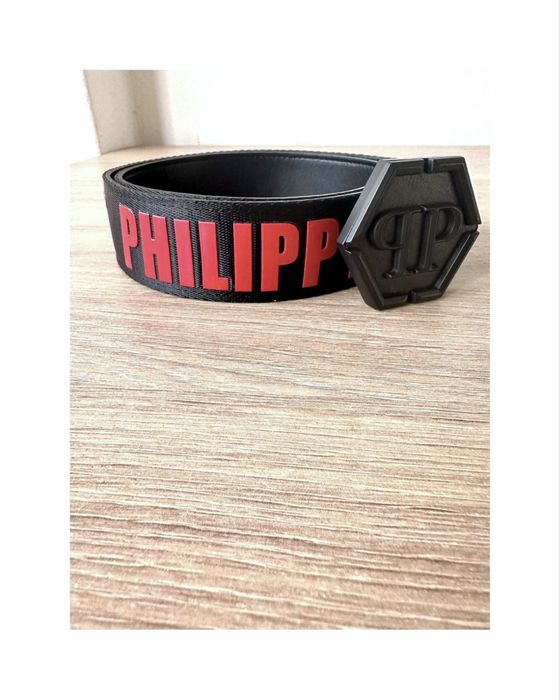 Мъжки колан Philipp Plein черно/червено