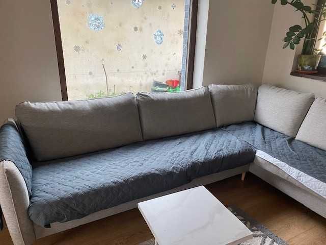 Husa canapea coltar impermeabila 4 locuri 280 cm - reversibila stanga/dreapta, gri inchis