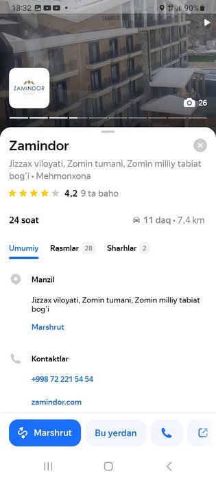 Zomin sanatoriyasiga taksi xizmati