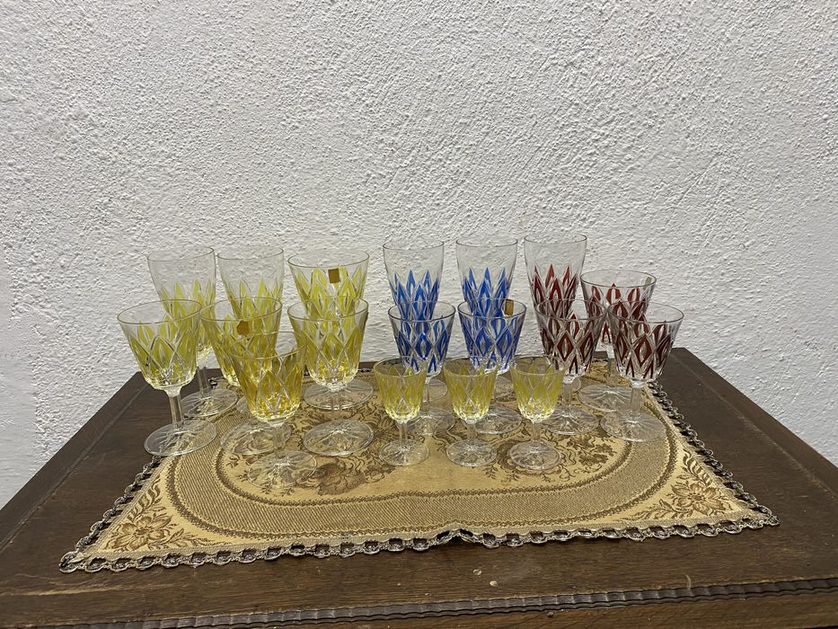 Немски кристални чаши цветно стъкло