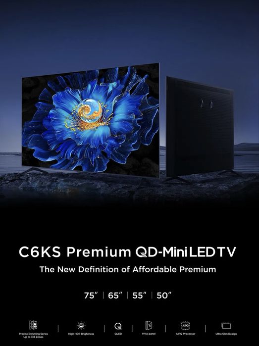 Телевизор tcl 55 C6KS Premium QD-MiniLed 120/144Hz Доставка бесплатно