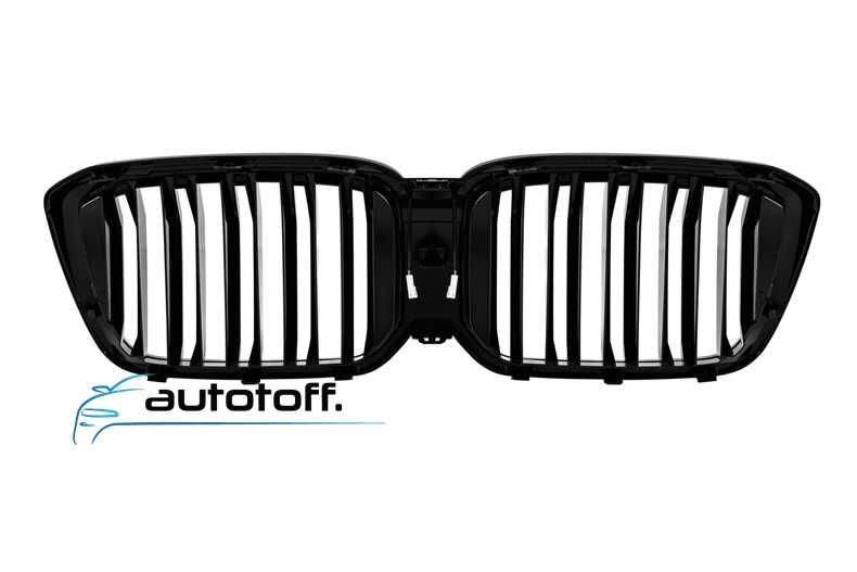 Grila dubla compatibila cu BMW X3 G01 X4 G02 Facelift (22-24) Negru lucios cu LED