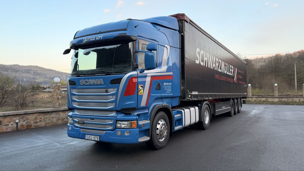 Scania R490 euro6, Semiremorca prelata Schwarzmuller