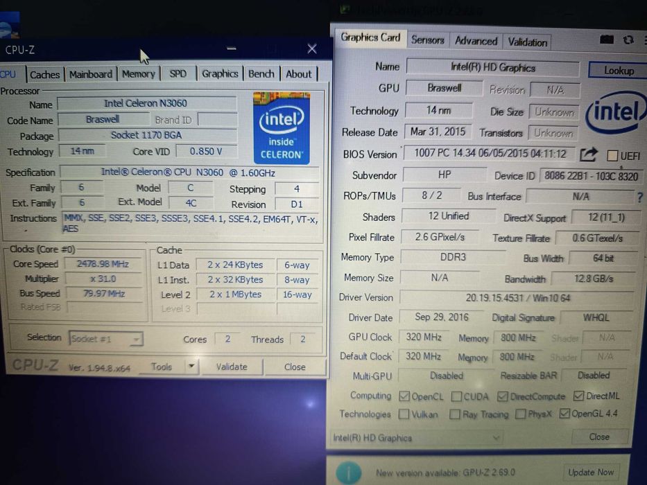 Placa baza laptop HP 14-bs0xx, Celeron N3060, ssd 32gb