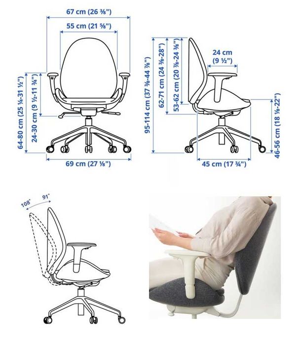 Scaun rotativ ergonomic IKEA HATTEFJÄLL gri